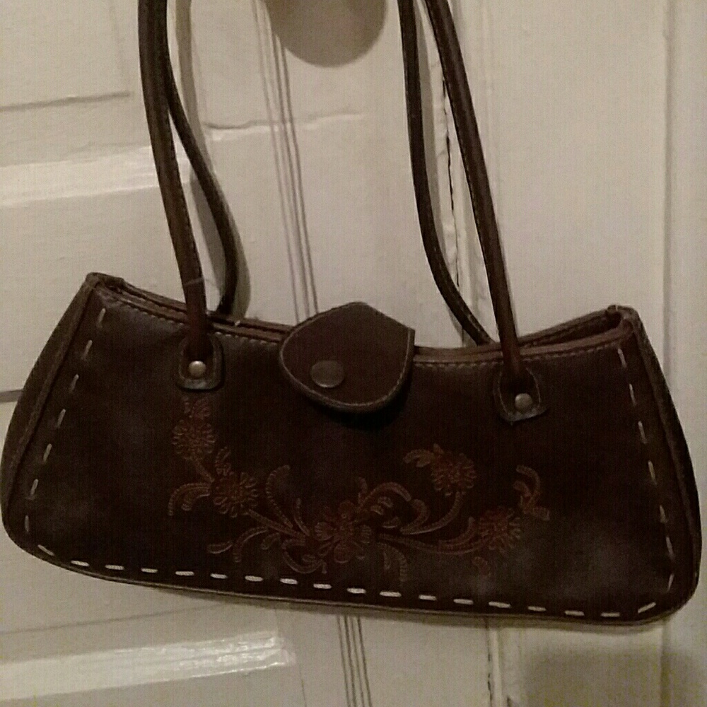 Brown leather mini purse